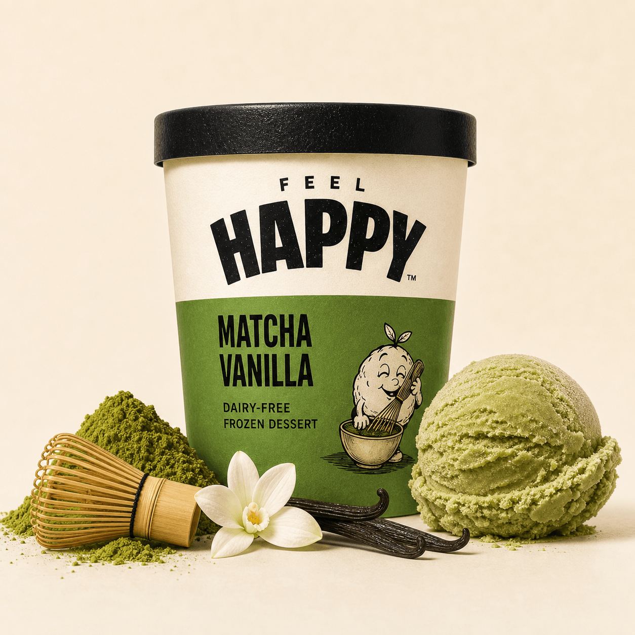 Matcha Vanilla Feel Happy pint concept